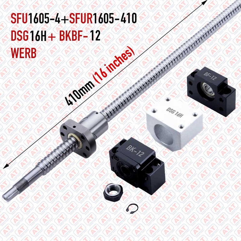 Ball Screw + Ball Nut Set SFU-1605-4-410 With End Machining BK-BF-12