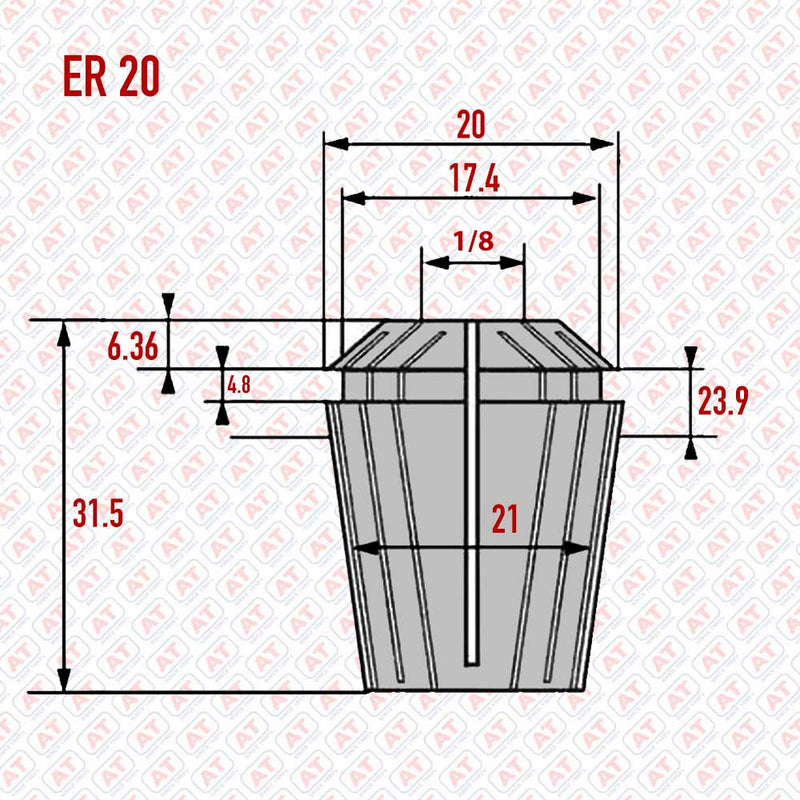 Collet ER20-1/8