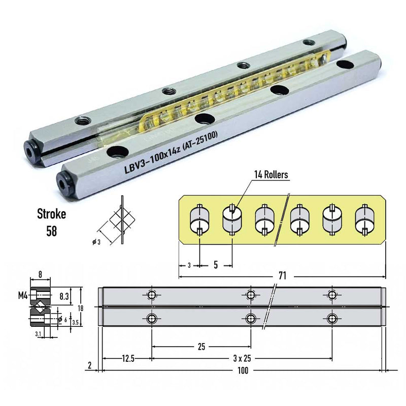 Cross Roll LBV3-100-14z (25100) - Cross Roll Series , Linear Guide Rails , CNC Linear Guideways | Neutral | Abdul Traders