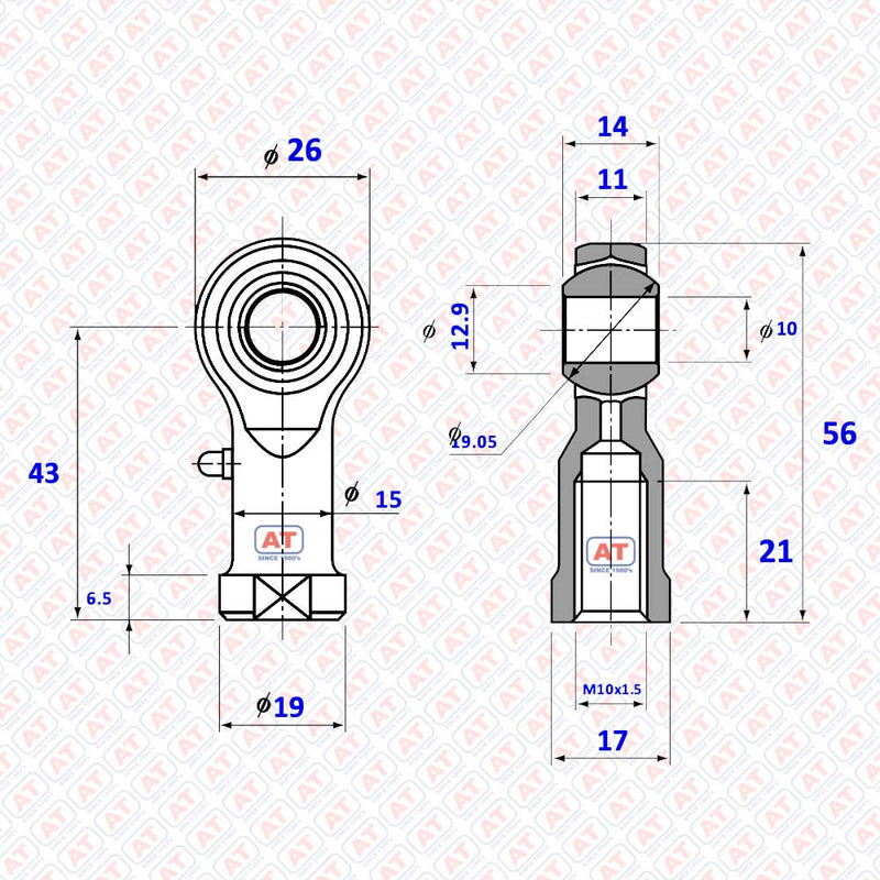 PHS 10L - PHS Series , Female Thread R+L , Rod End Bearings | AT | Abdul Traders