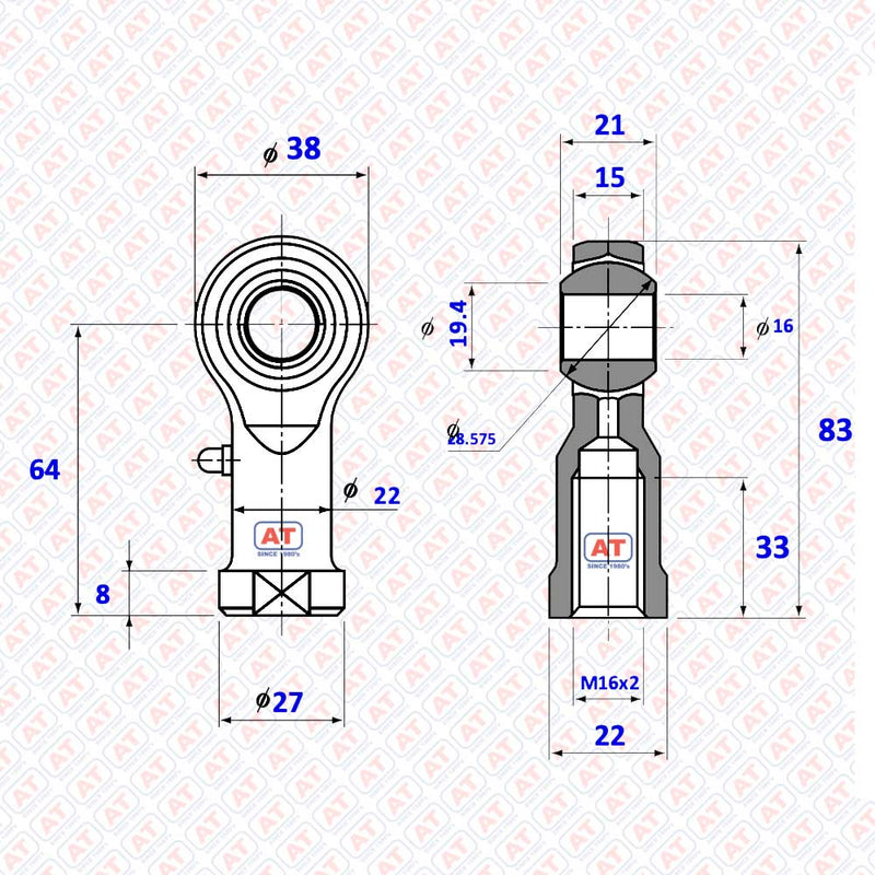 PHS 16L - PHS Series , Female Thread R+L , Rod End Bearings | AT | Abdul Traders