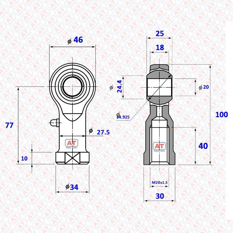 PHS 20L - PHS Series , Female Thread R+L , Rod End Bearings | AT | Abdul Traders