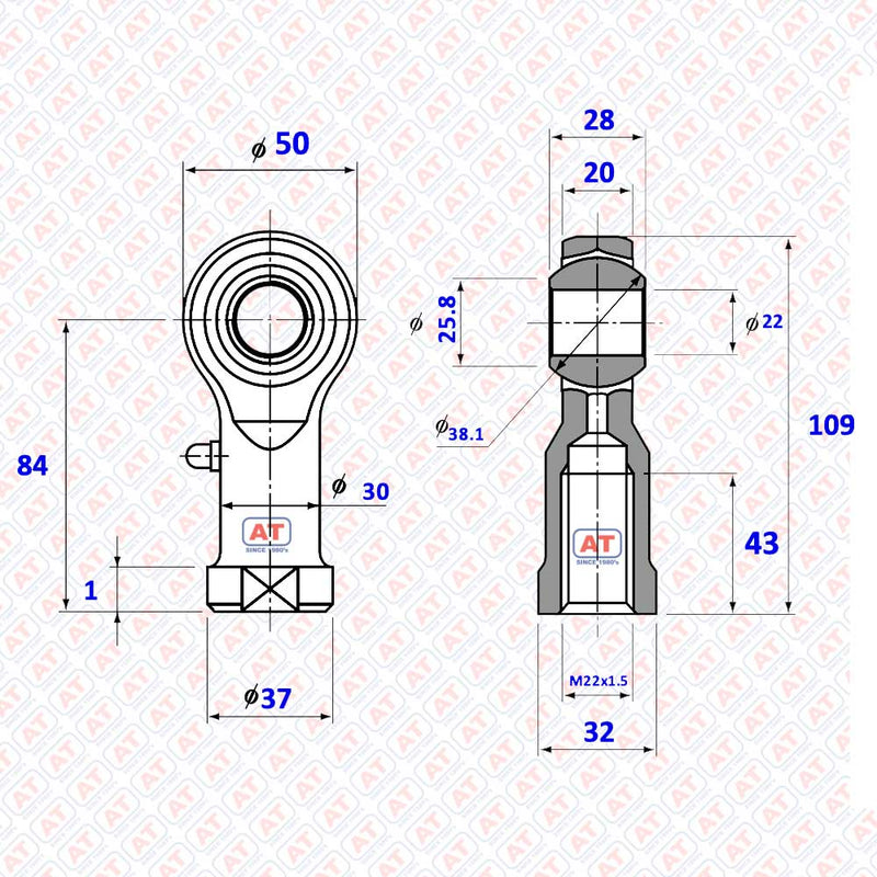 PHS 22L - PHS Series , Female Thread R+L , Rod End Bearings | AT | Abdul Traders