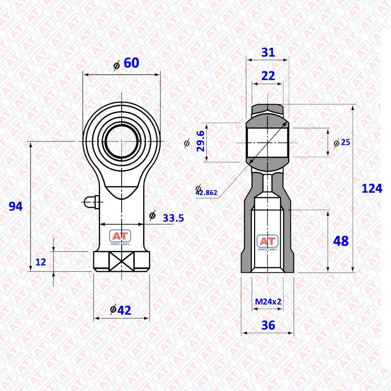 PHS 25 - PHS Series , Female Thread R+L , Rod End Bearings | AT | Abdul Traders