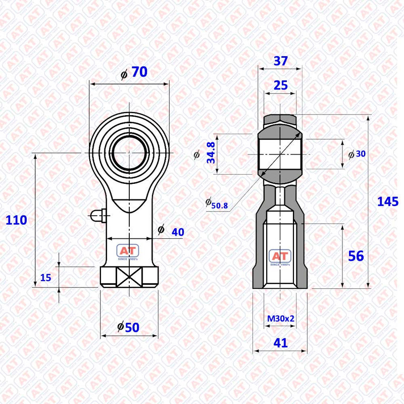 PHS 30L - PHS Series , Female Thread R+L , Rod End Bearings | AT | Abdul Traders