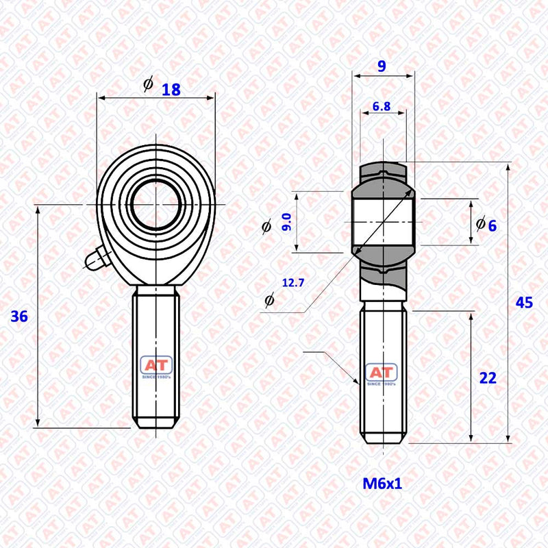 POS 06L - POS Series , Male Thread R+L , Rod End Bearings | AT | Abdul Traders