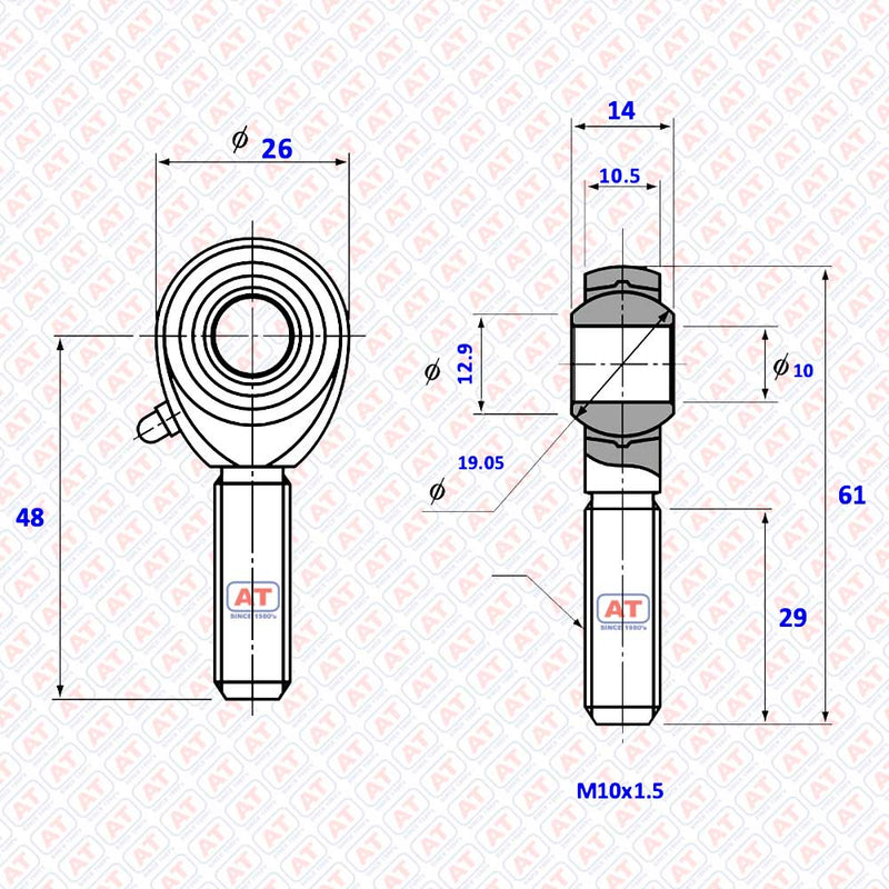 POS 10L - POS Series , Male Thread R+L , Rod End Bearings | AT | Abdul Traders