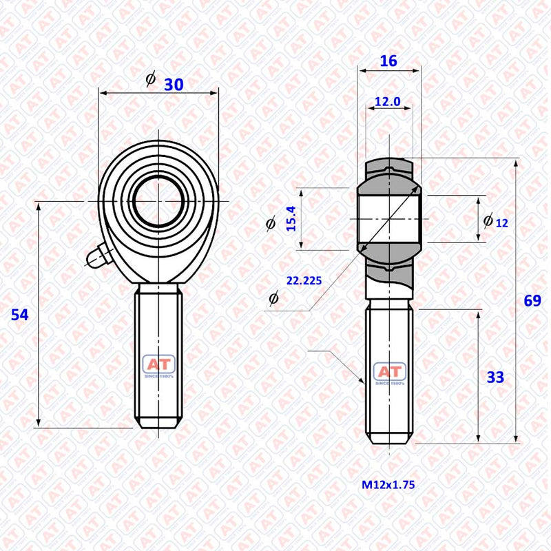 POS 12L - POS Series , Male Thread R+L , Rod End Bearings | AT | Abdul Traders