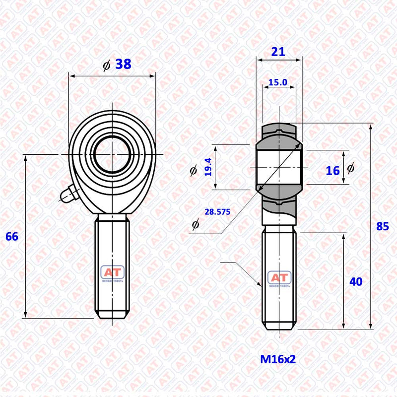 POS 16L - POS Series , Male Thread R+L , Rod End Bearings | AT | Abdul Traders