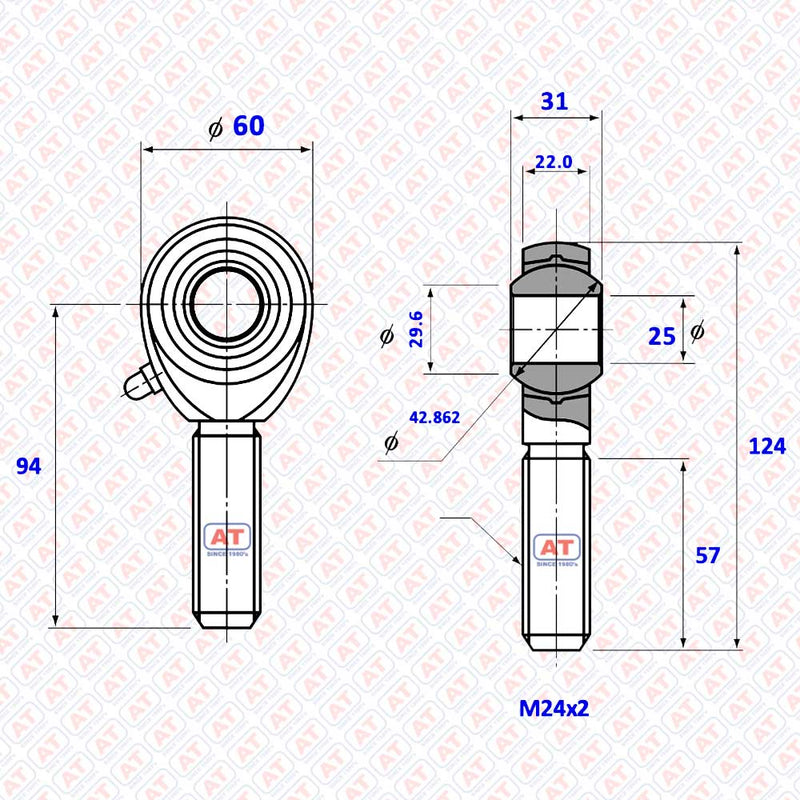 POS 25 - POS Series , Male Thread R+L , Rod End Bearings | AT | Abdul Traders