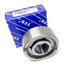 Abdul Traders ASNU 25 heavy duty one-way clutch bearing with metallic finish in front of its blue branded packaging
