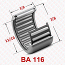 Abdul Traders YFB BA 0116 drawn cup needle roller bearing with technical dimension markings for industrial machinery