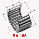 Abdul Traders YFB BA 0166 drawn cup needle roller bearing with technical dimension annotations