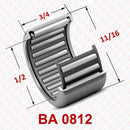 Abdul Traders YFB BA 0812 drawn cup needle roller bearing with technical dimensions for industrial radial support