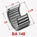 Abdul Traders BA 148 drawn cup needle roller bearing with technical dimensions for industrial machinery applications.