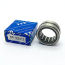 Abdul Traders YFB BR 162412 machined needle roller bearing without inner ring next to its blue branded packaging box.