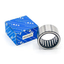 Abdul Traders YFB BR 263520 extra-long machined needle roller bearing without inner ring next to its blue product box.