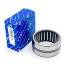 Abdul Traders YFB BR 324120 long machined needle roller bearing without inner ring next to its blue branded box.