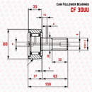 Abdul Traders YFB CF 30 cam follower needle roller bearing technical diagram with dimensions and specifications