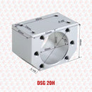 Abdul Traders DSG 20H nut support housing for 20mm CNC ball screw nuts, made of silver aluminum with precise dimensions.