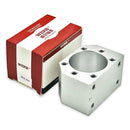 Abdul Traders WERB DSG 25H nut support housing for 25 mm CNC ball screw nuts, made of silver aluminum with mounting holes.