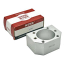 Abdul Traders WERB DSG 32H nut support housing for 32mm CNC ball screw nuts, made of silver metal.