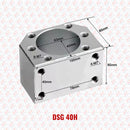 Abdul Traders DSG 40H heavy nut support housing for 40mm CNC ball screw nuts, made of silver metal.