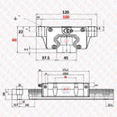 Abdul Traders GHW 45 HC linear guide block technical drawing with dimensions. High-capacity wide block for heavy loads.