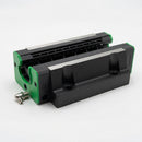 Abdul Traders GHW 45 HC linear guide block, black with green accents, for heavy-duty CNC and automation systems.