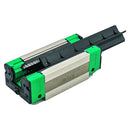 Abdul Traders GRH 25CA SHAC linear guide block with silver metal and green accents, designed for CNC machinery.