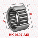 Abdul Traders YFB HK 0607 ASI drawn cup needle roller bearing with technical dimension markings on a branded background