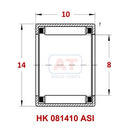 Abdul Traders YFB HK 081410 ASI needle roller bearing technical diagram showing dimensions and internal structure