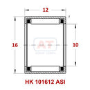Abdul Traders technical diagram of YFB HK 101612 ASI drawn cup needle roller bearing with dimensions