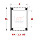 Abdul Traders YFB HK 1208 ASI drawn cup needle roller bearing technical diagram with dimensions