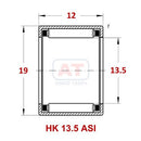 Abdul Traders YFB HK 13.5 ASI drawn cup needle roller bearing technical diagram with dimensions