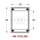 Abdul Traders YFB HK 1312 ASI drawn cup needle roller bearing technical diagram showing dimensions and construction