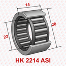 Abdul Traders YFB HK 2214 ASI drawn cup needle roller bearing with technical dimensions shown on a branded background