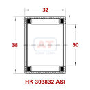 Abdul Traders YFB HK 303832 ASI needle roller bearing technical diagram showing dimensions and internal structure