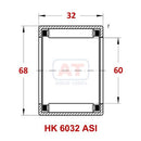 Abdul Traders YFB HK 6032 ASI drawn cup needle roller bearing technical diagram showing dimensions and structure