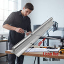 Abdul Traders man measuring a 10mm diameter, 4000mm long aluminum linear motion guide rail.