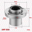 Abdul Traders MYT LMFP 35UU round flange linear bearing with 35mm bore and technical dimension annotations
