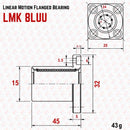 Technical diagram of Abdul Traders MYT LMK 08LUU round flange linear bearing with 8mm bore and dimensions