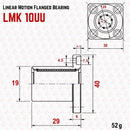 Abdul Traders technical drawing of MYT LMK 10UU round flange linear bearing with dimensions and specifications