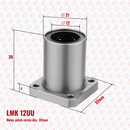 Abdul Traders MYT LMK 12UU round flange linear bearing with 12mm bore and technical dimension annotations