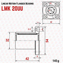 Abdul Traders MYT LMK 20UU round flange linear bearing technical diagram with dimensions for CNC automation systems