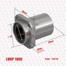 Abdul Traders MYT LMKP 10UU square flange linear bearing with 10mm bore and technical dimension annotations