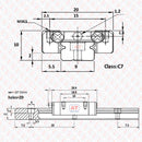 Abdul Traders technical diagram of the WERB MGN 9H miniature linear guide block for 9mm rails with dimensions