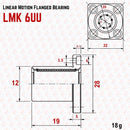 Abdul Traders MYT LMK 06UU round flange linear bearing technical diagram with dimensions for CNC and automation systems