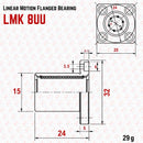 Abdul Traders MYT LMK 08UU round flange linear bearing technical diagram with dimensions for CNC and automation systems
