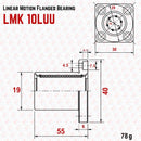 Abdul Traders MYT LMK 10LUU round flange linear bearing technical drawing with dimensions for CNC and automation